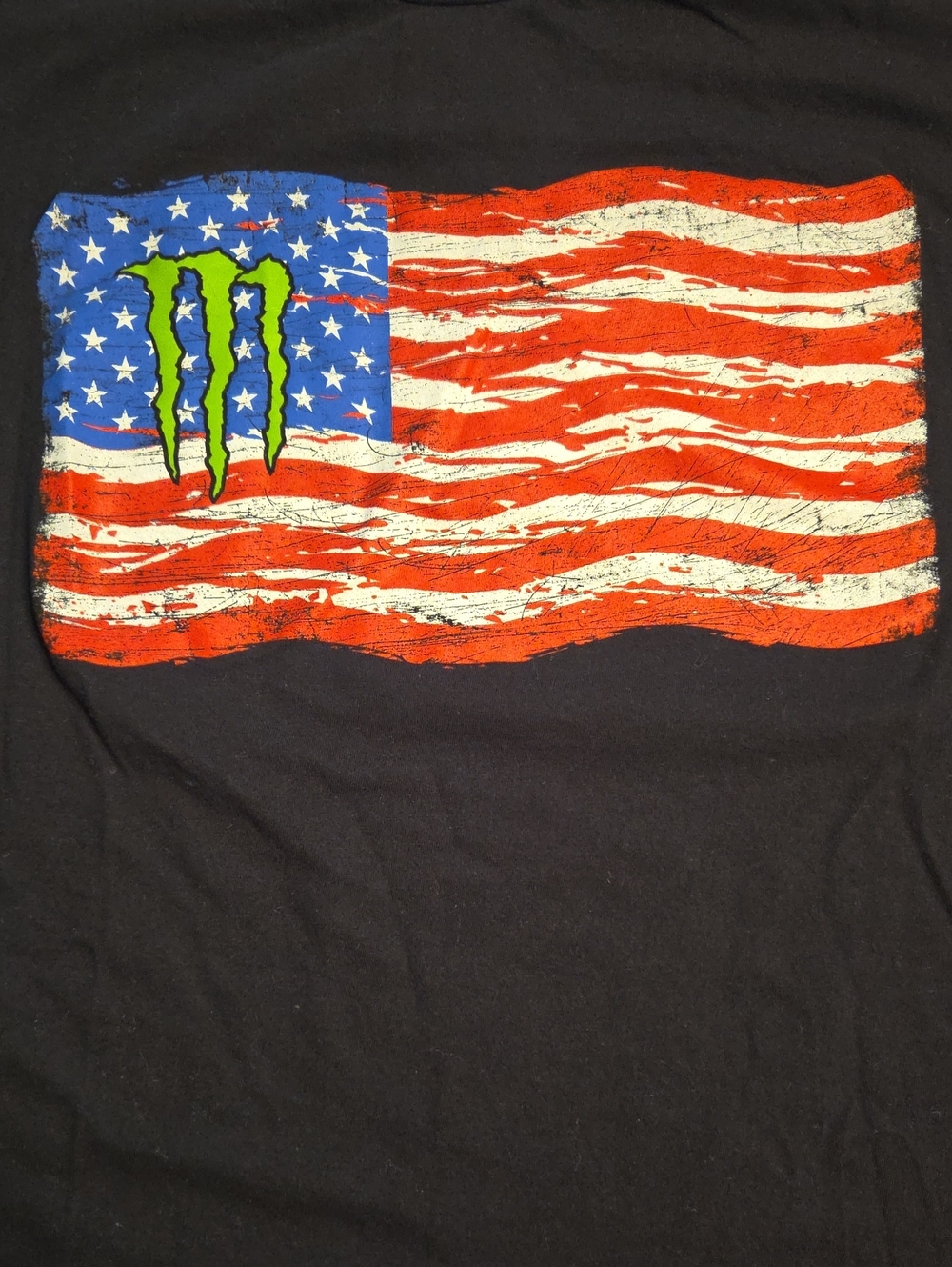 Monster Energy Drink Patriotic Distressed U.S.A Flag Tshirt Size XXL - Picture 2 of 6